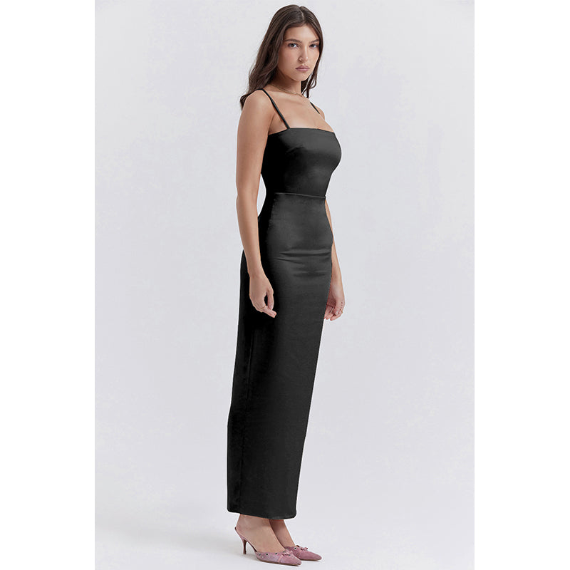 Black Shoulder Strap Maxi Dress