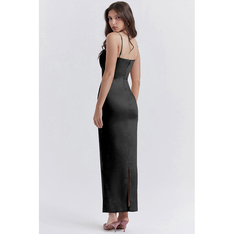Black Shoulder Strap Maxi Dress