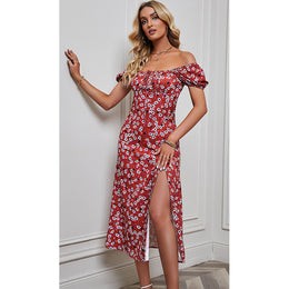 Floral Printed Off-Shoulder Fit & Flare Midi Dress