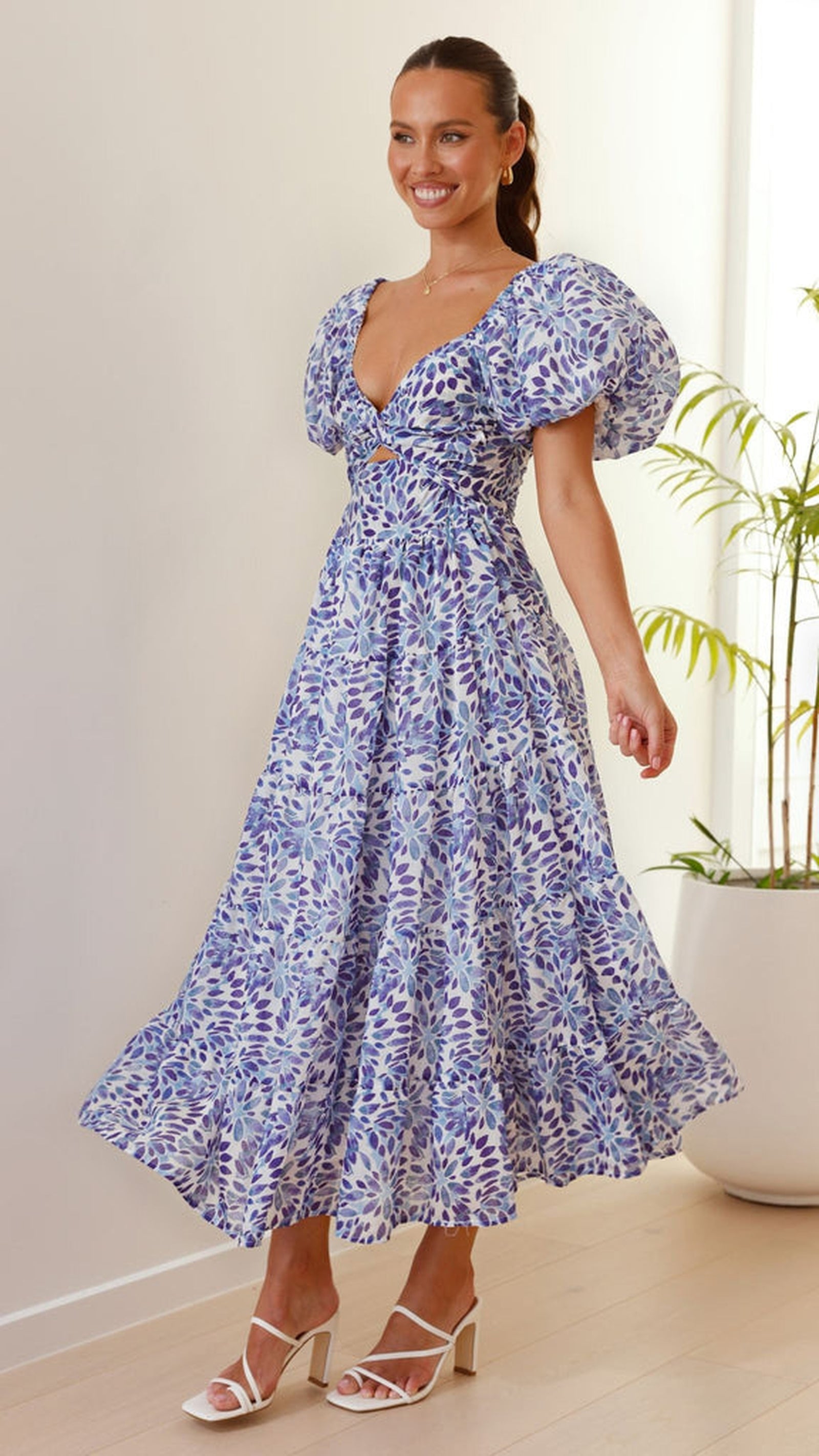 Floral Printed Fit n Flare Maxi Dress