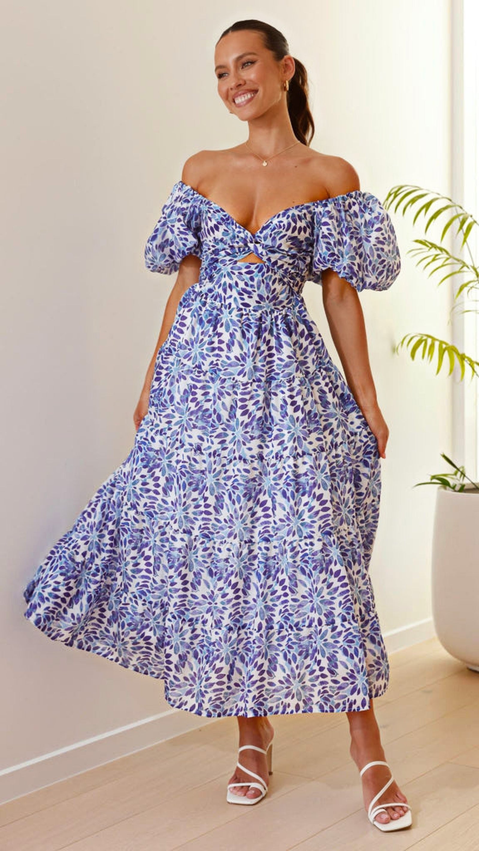 Floral Printed Fit n Flare Maxi Dress
