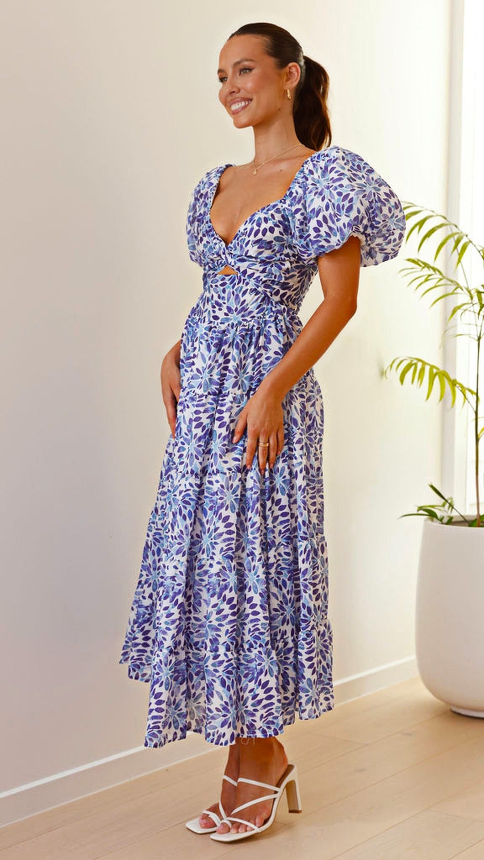 Floral Printed Fit n Flare Maxi Dress