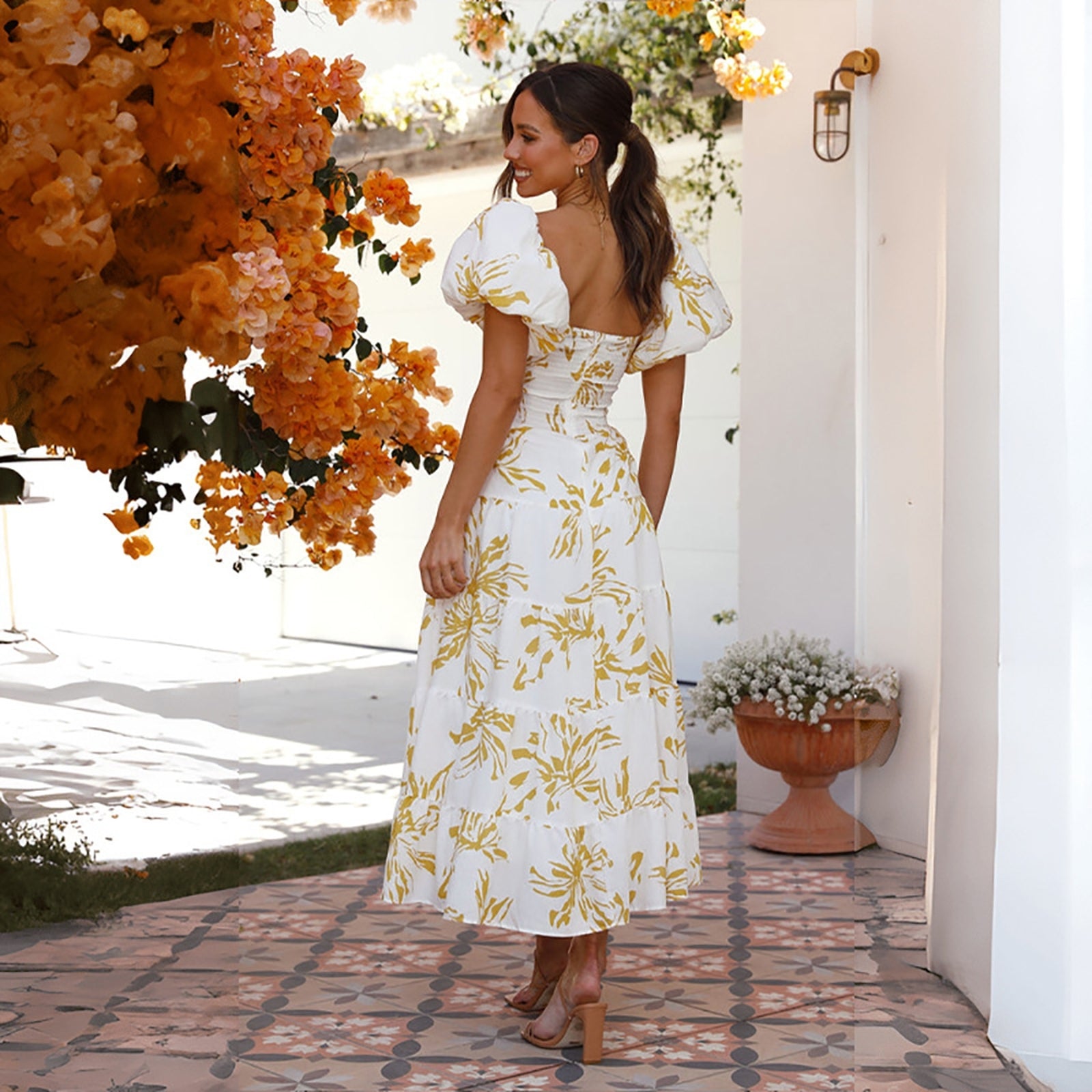 Floral Print Cut-Outs Maxi Dress