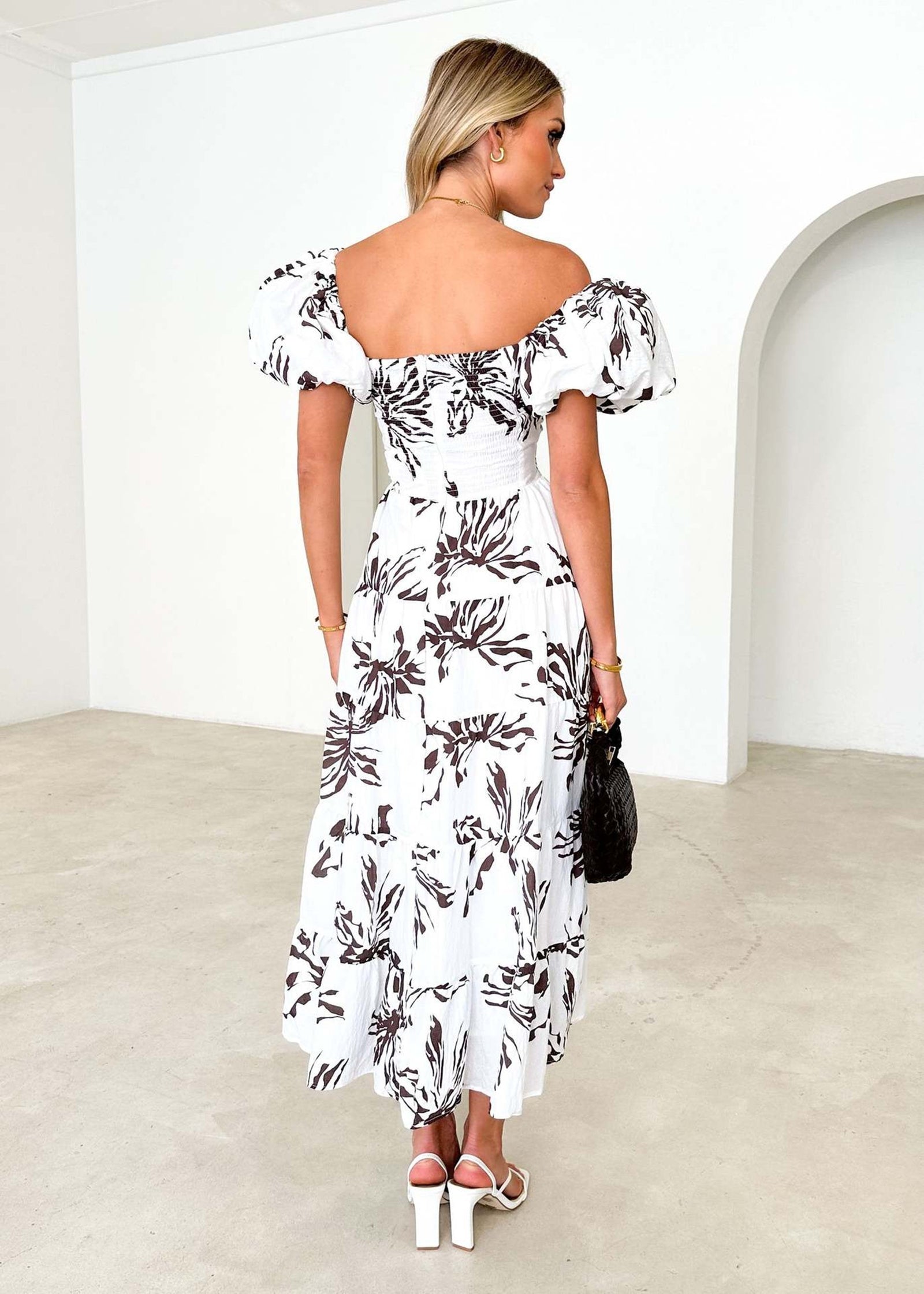 Printed Cut-Outs Detail Maxi Dress