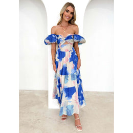 Floral Printed Cut-Outs Detail Maxi Dress