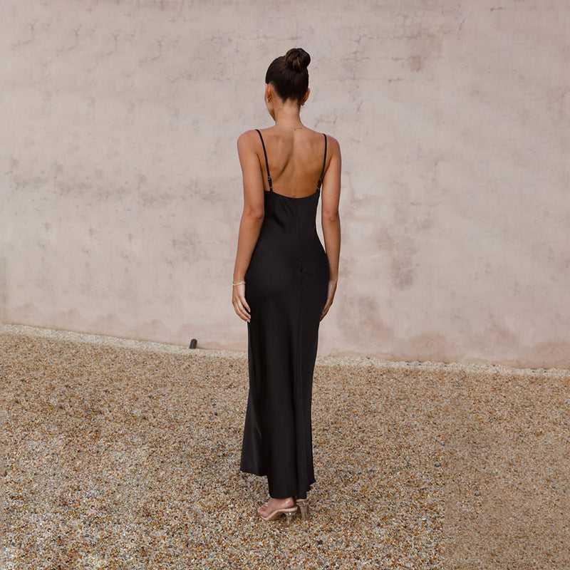 Black Cowl Neck Sleeveless Fit & Flare Maxi Dress