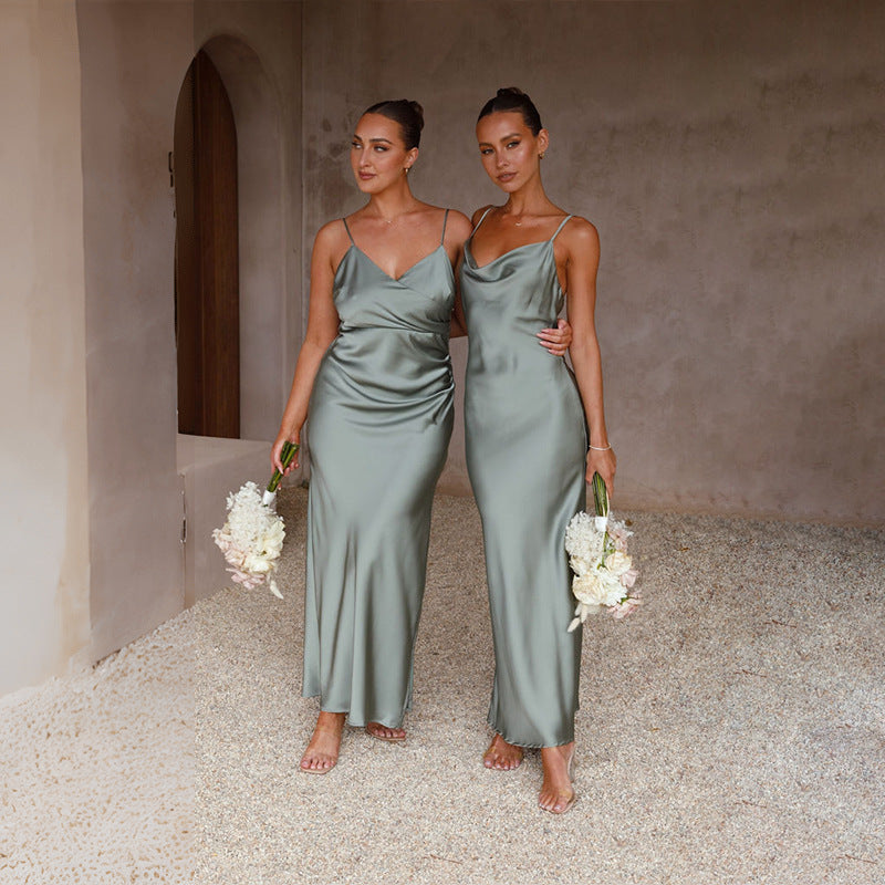 Cowl Neck Sleeveless Fit & Flare Maxi Slip Dress