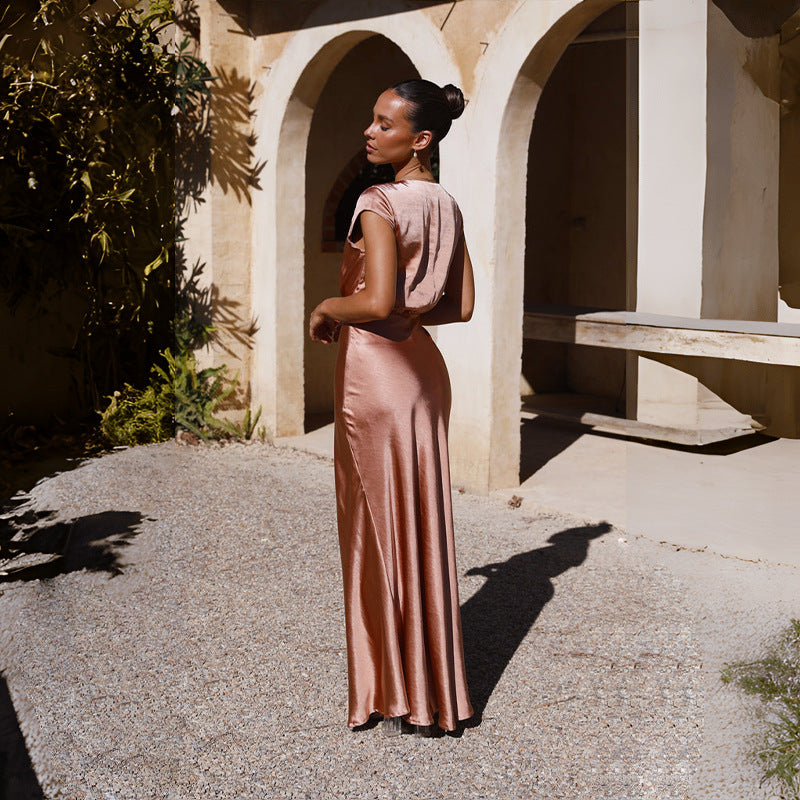 Pink Fit & Flare Maxi Dress