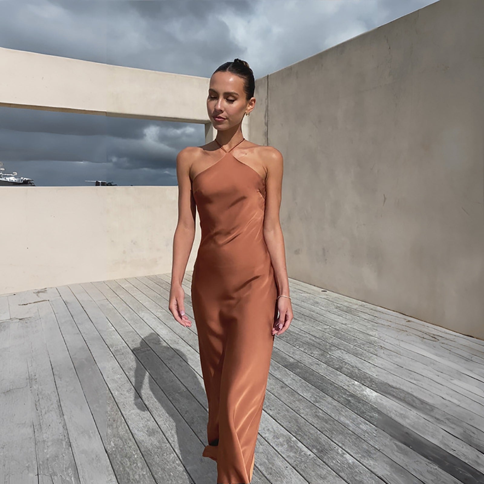 Women Halter Neck Maxi Dress