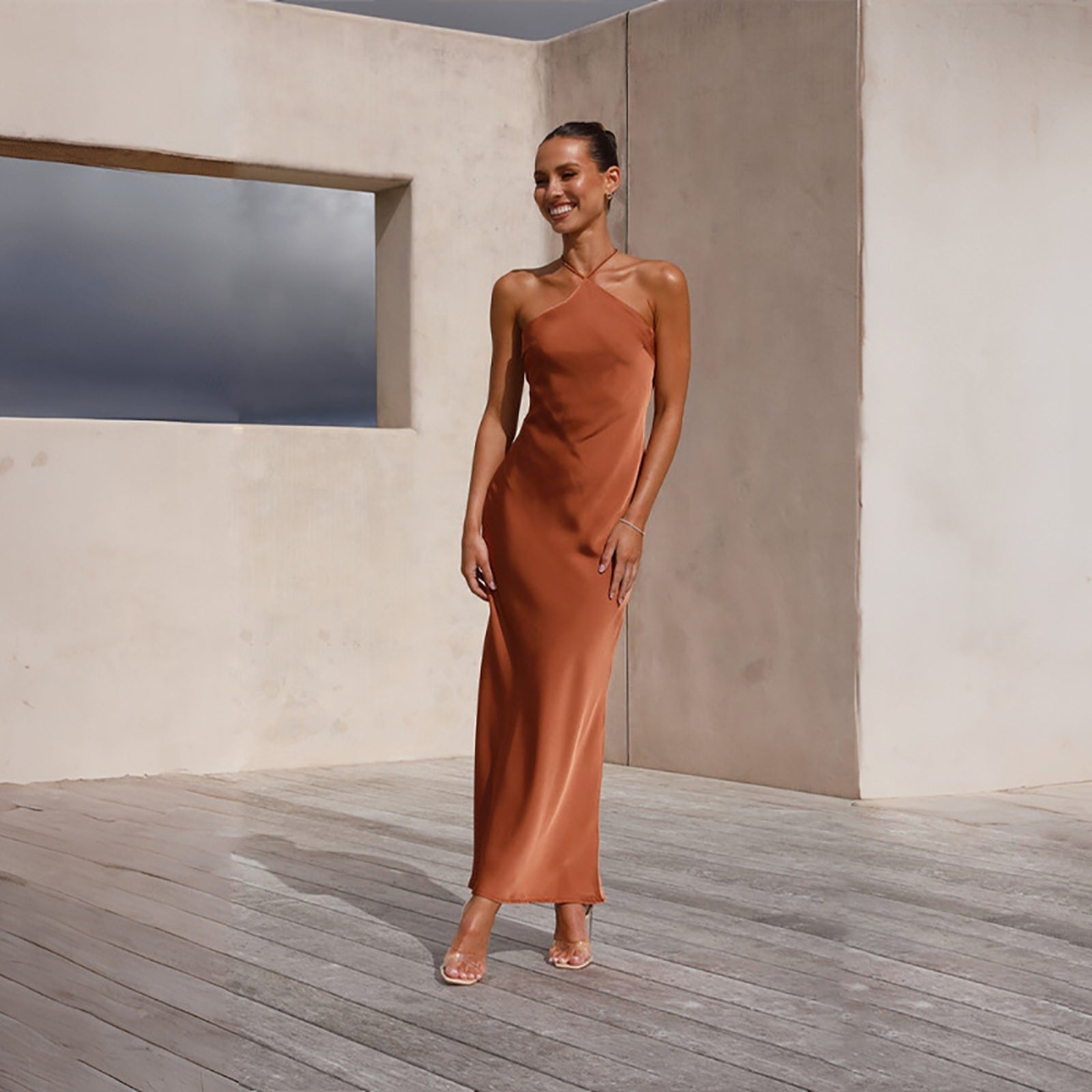 Women Halter Neck Maxi Dress