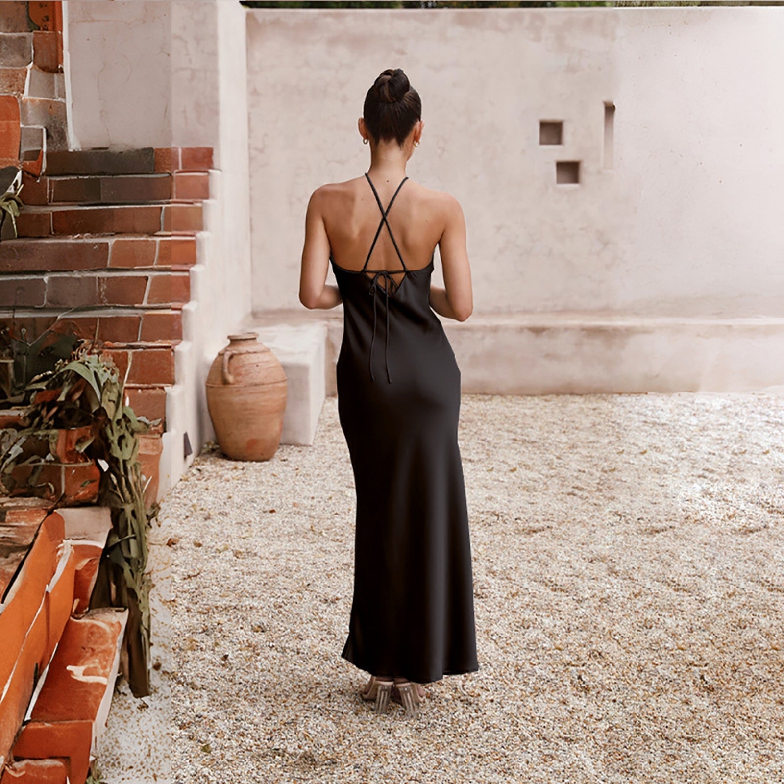 Women Tie-Up Neck A-Line Dress