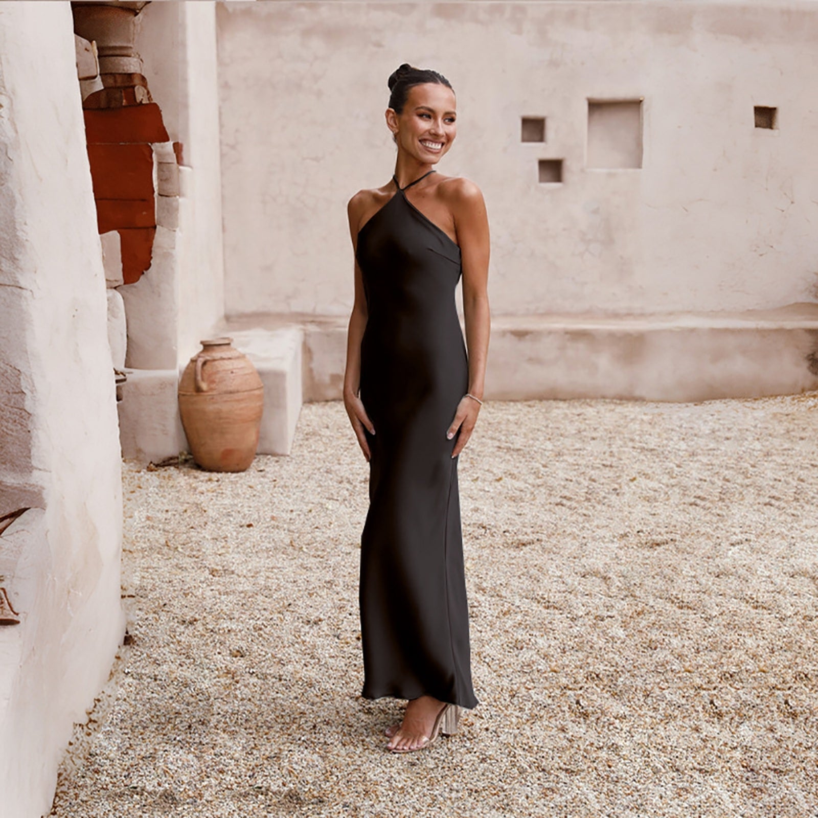 Women Tie-Up Neck A-Line Dress