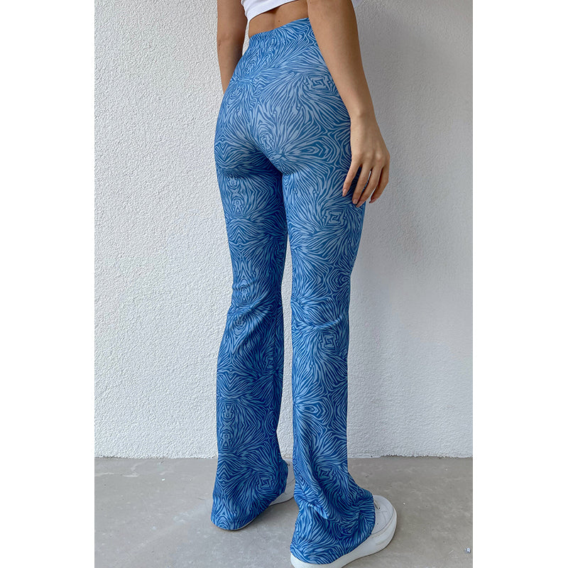 Women Blue Slim Fit High-Rise Bootcut Trousers