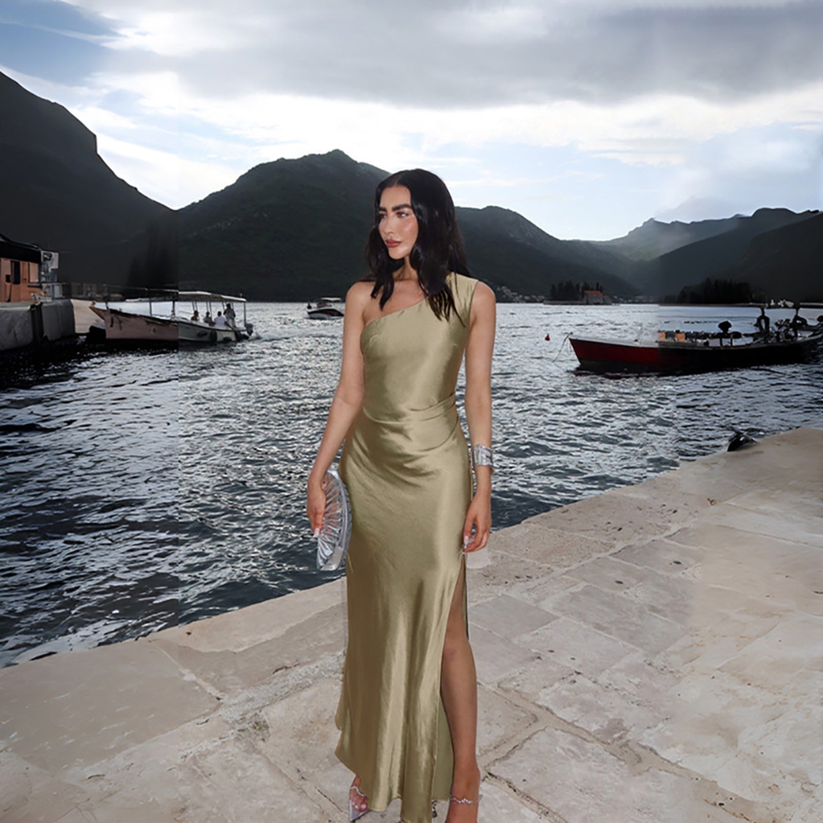 Women One Shoulder Maxi Dress