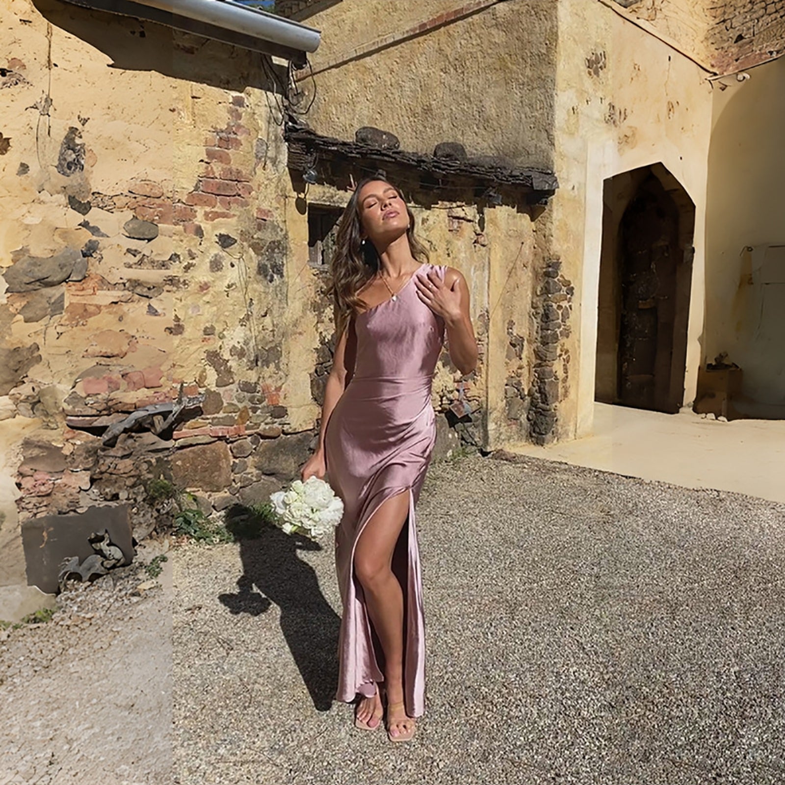 Women One Shoulder Sleeveless Maxi Dress