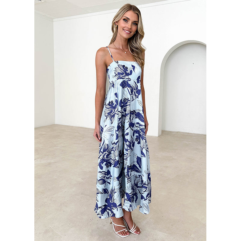 Floral Print Sleeveless Maxi Dress