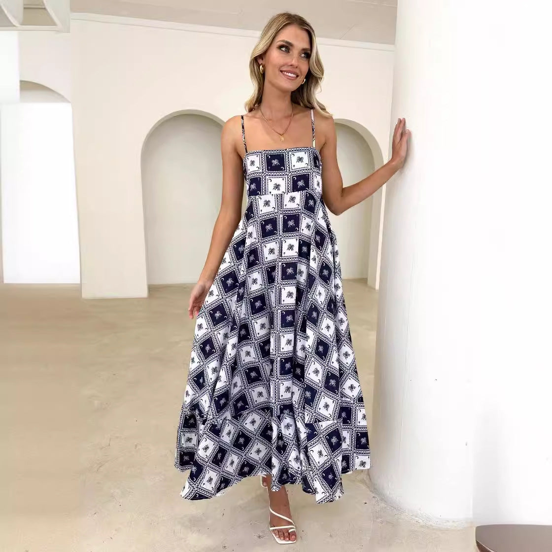 Print Sleeveless A-Line Dress
