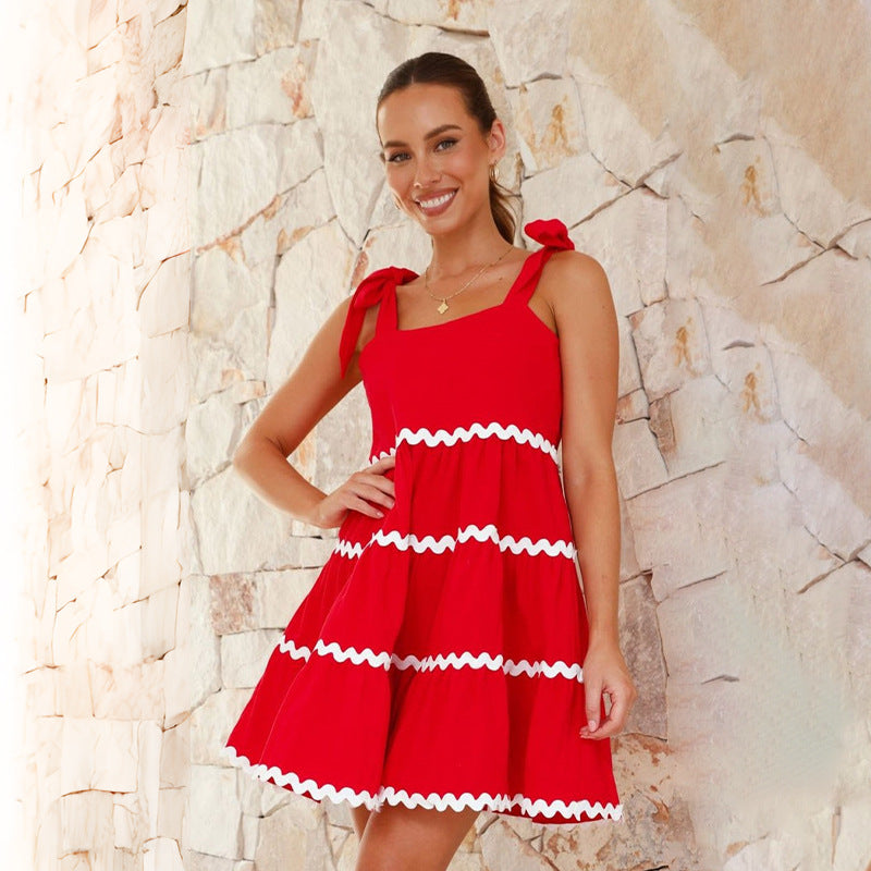Red Layered A-Line Dress
