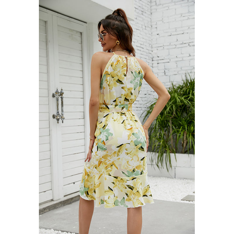 Floral Printed Tie-Ups Fit & Flare Dress