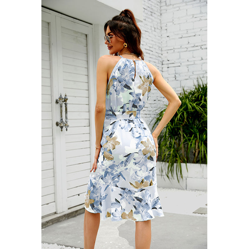 Abstract Print Fit & Flare Midi Dress