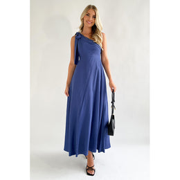 Navy Blue One Shoulder Maxi Dress