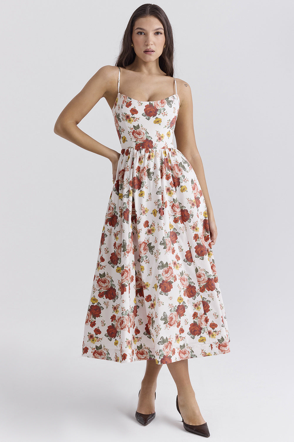 Women Floral Printed Fit & Flare Midi Dress