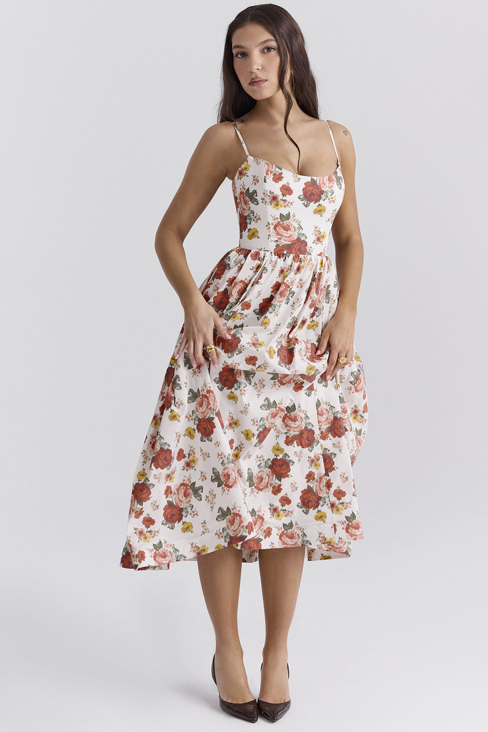 Women Floral Printed Fit & Flare Midi Dress