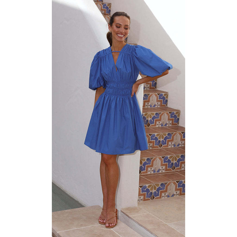 Puff Sleeves Fit & Flare Dress