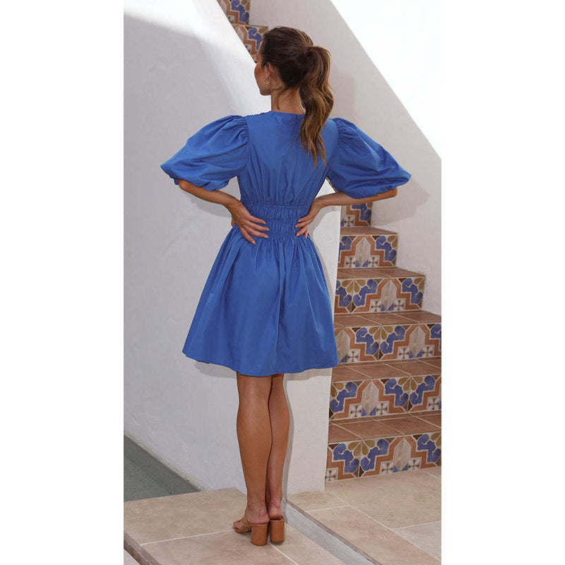 Puff Sleeves Fit & Flare Dress