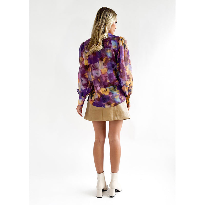 Purple & Orange Floral Printed Casual Shirt