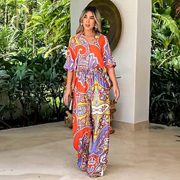 Orange Ethnic Motifs Printed Shirt & Trouser