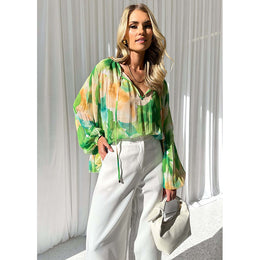 Green Floral Printed Regular Top