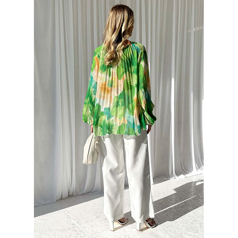 Green Floral Printed Regular Top