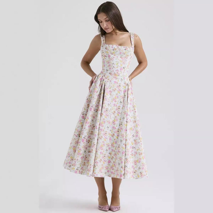 Floral Printed Fit & Flare Midi Dress