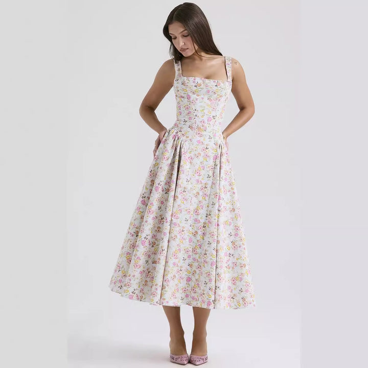 Floral Printed Fit & Flare Midi Dress