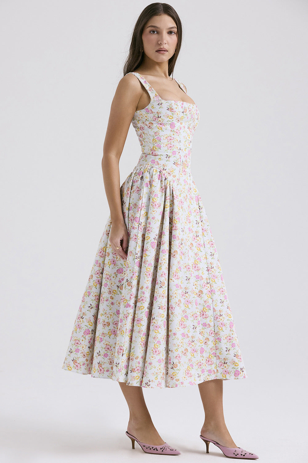 Floral Printed Fit & Flare Midi Dress