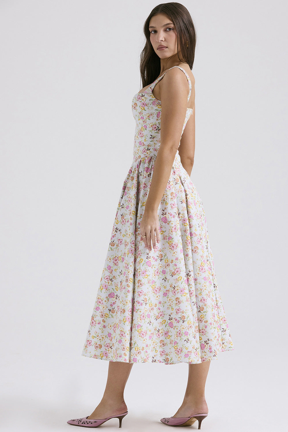 Floral Printed Fit & Flare Midi Dress