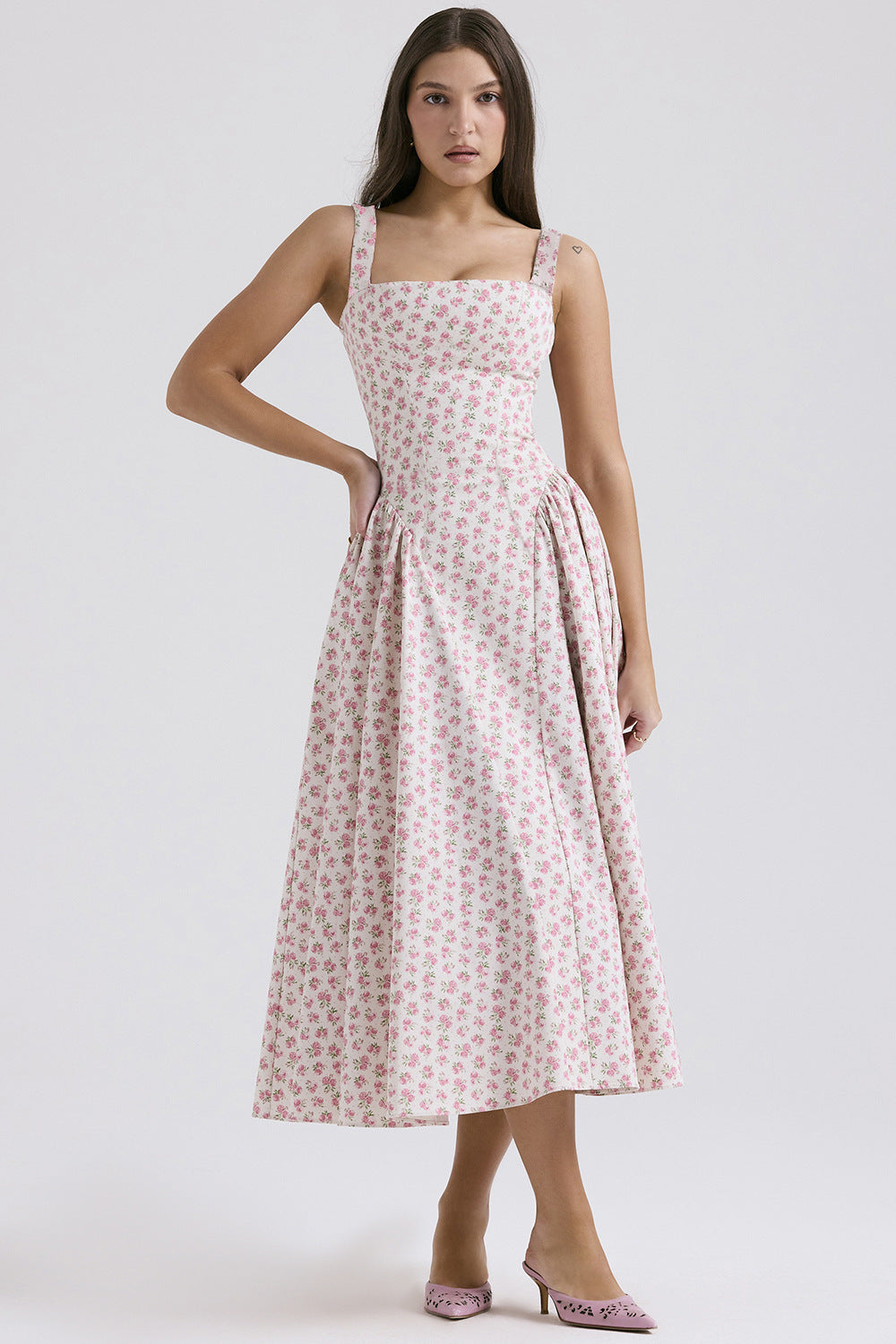 Women Floral Printed Fit & Flare Midi Dress