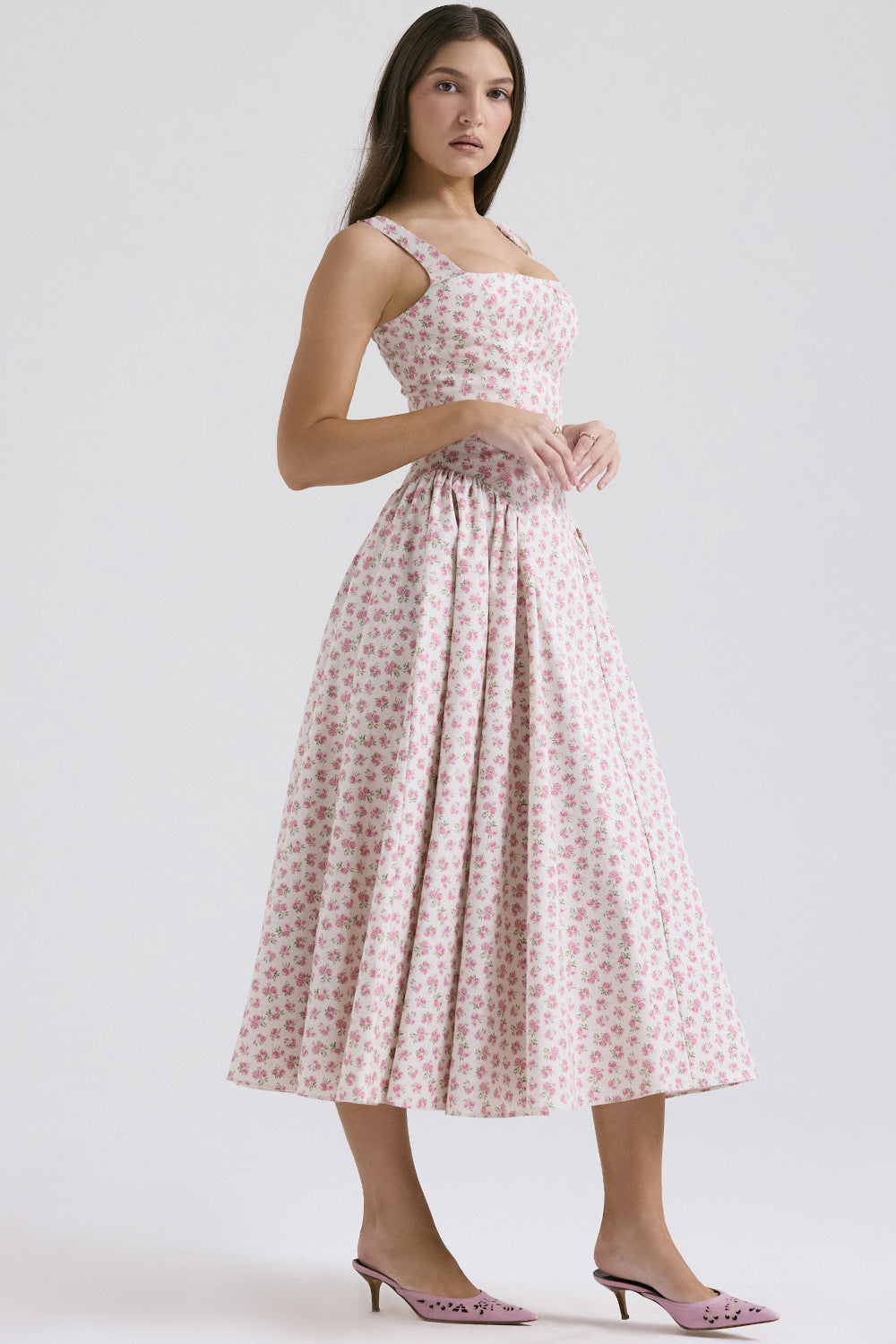 Women Floral Printed Fit & Flare Midi Dress