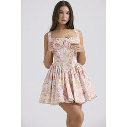 Floral Printed Chiffon Fit & Flare Mini Dress