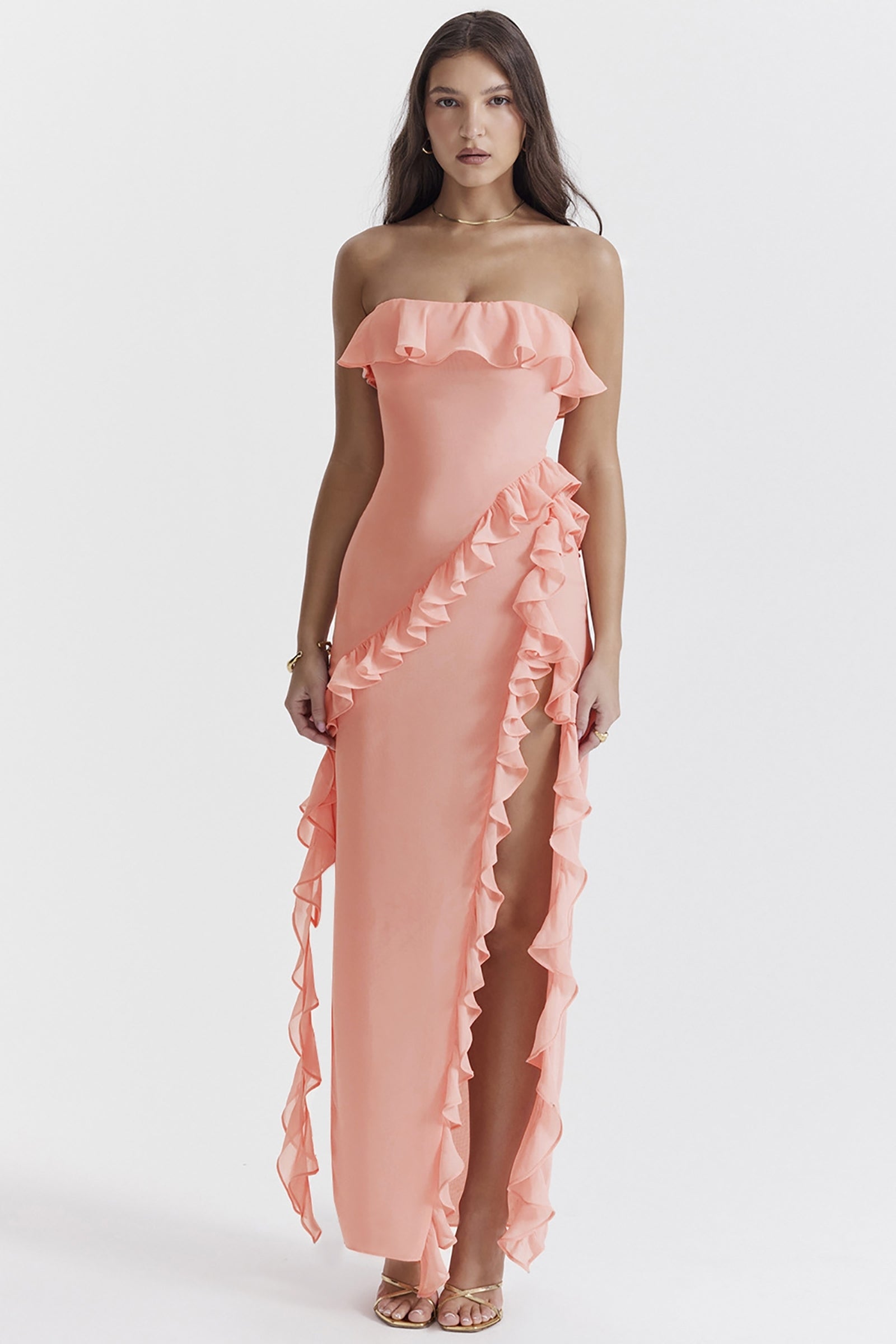 Strapless Ruffled Maxi Dress