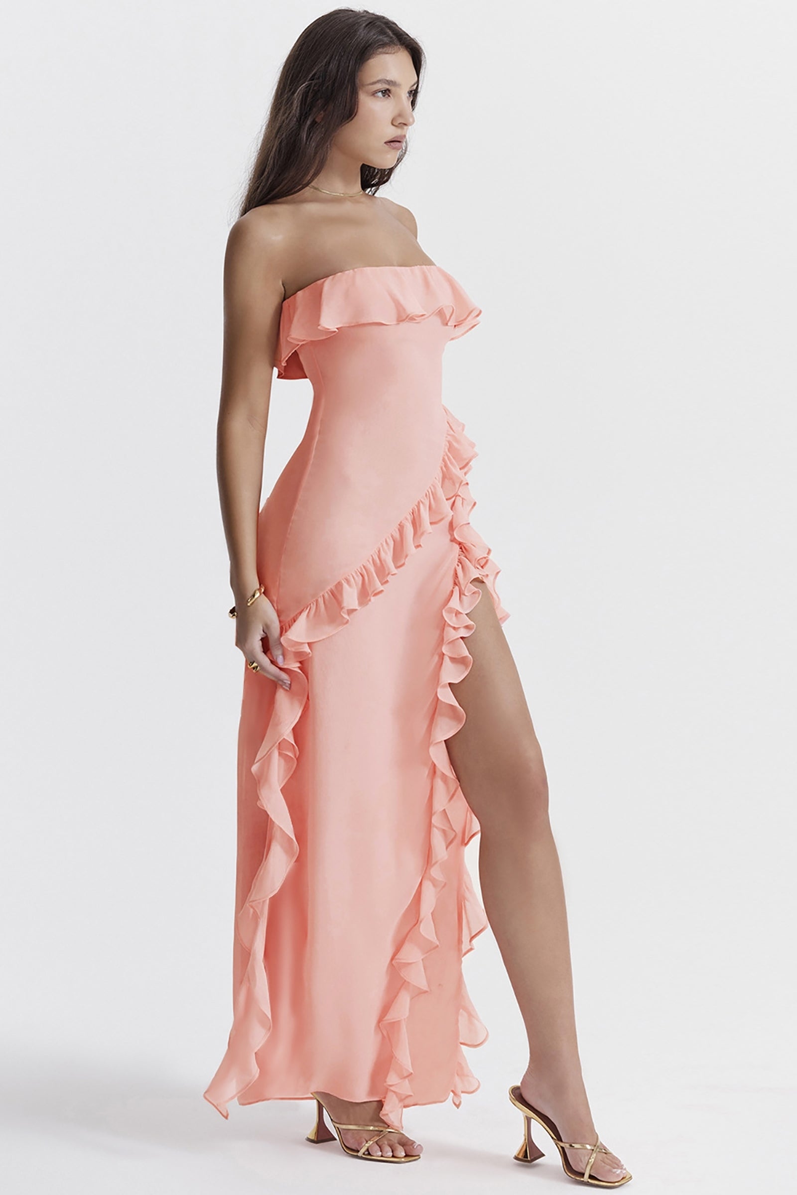 Strapless Ruffled Maxi Dress