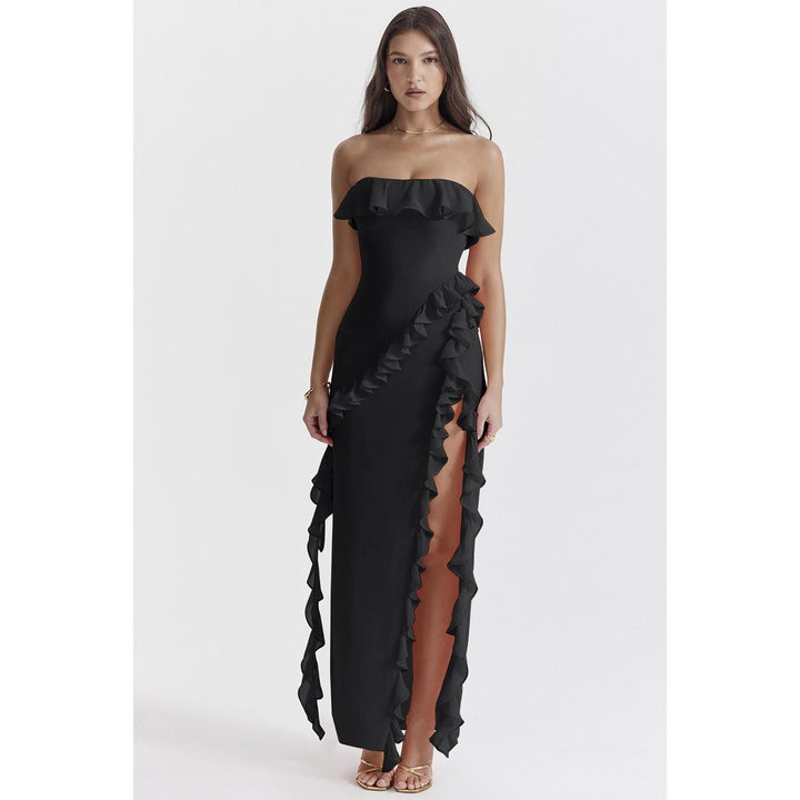 Women Off-Shoulder Ruffled Bandeau Maxi Dress