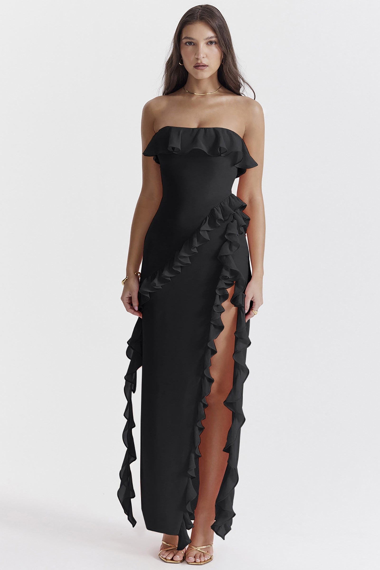 Women Off-Shoulder Ruffled Bandeau Maxi Dress