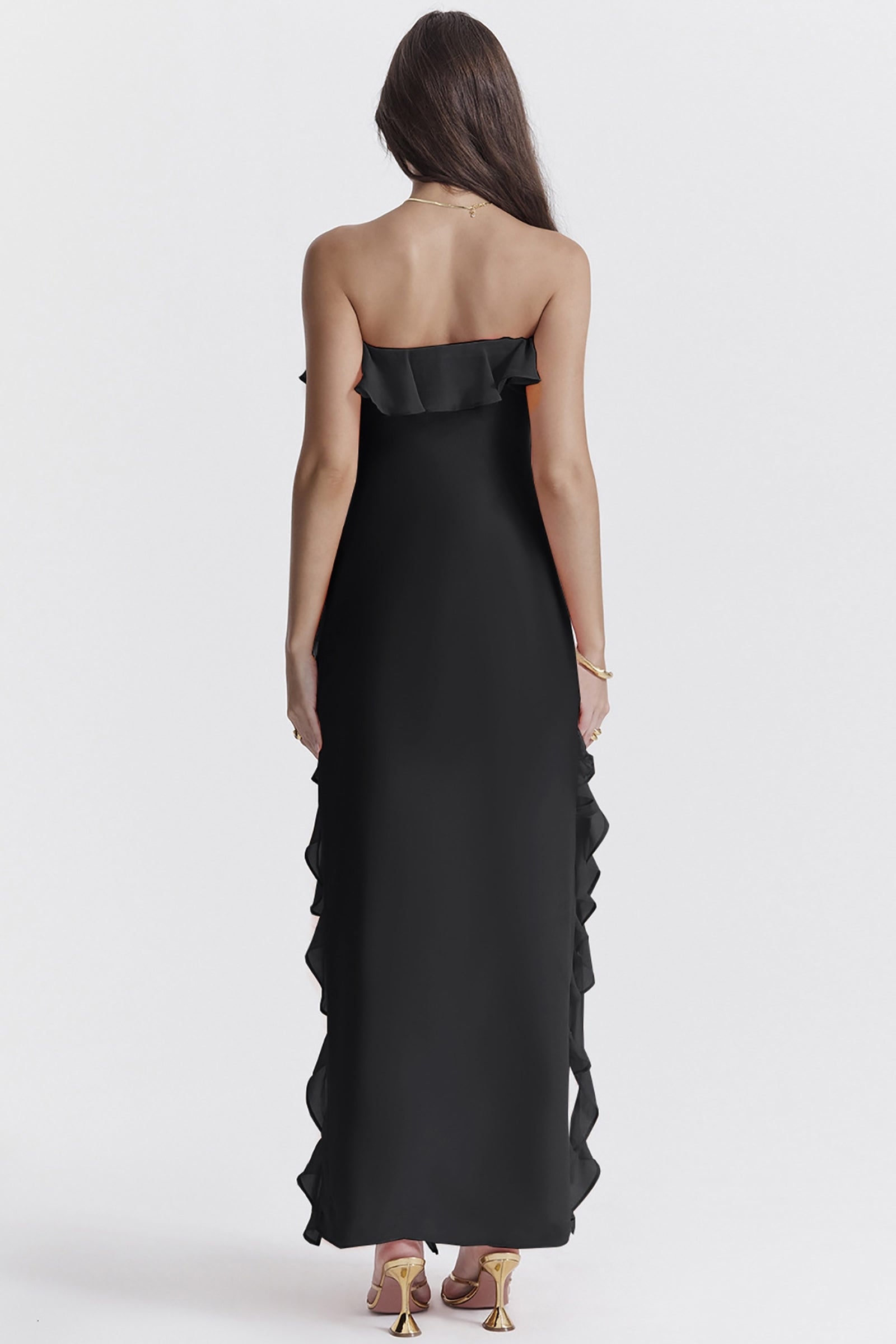 Women Off-Shoulder Ruffled Bandeau Maxi Dress