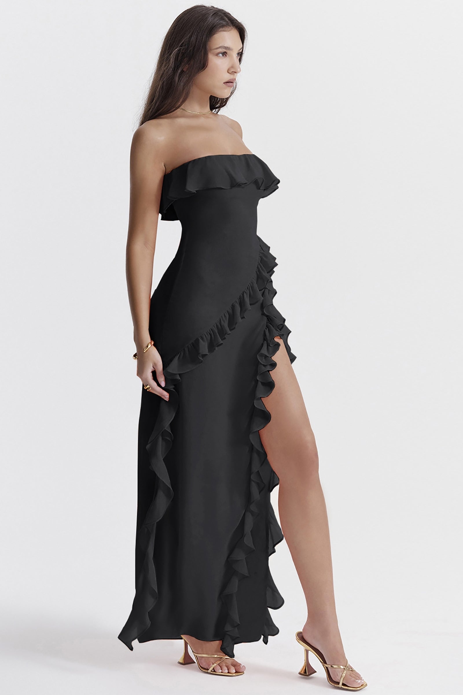 Women Off-Shoulder Ruffled Bandeau Maxi Dress