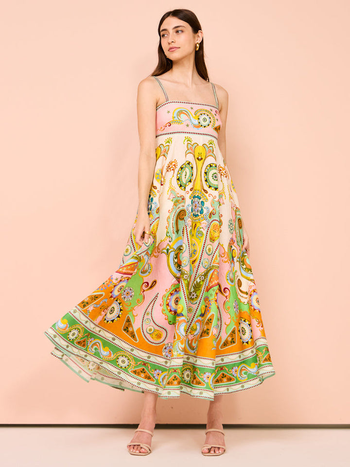 Ethnic Motifs Printed Chiffon A-Line Midi Dress
