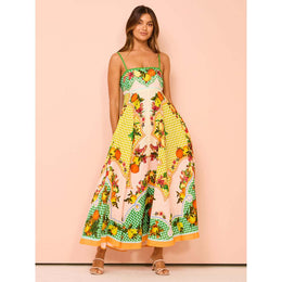 Floral Printed Fit and Flare Maxi Dress