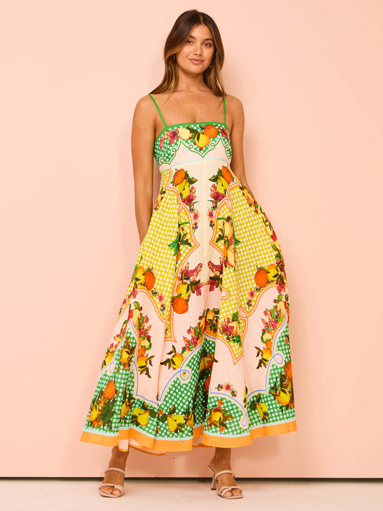 Floral Printed Fit and Flare Maxi Dress
