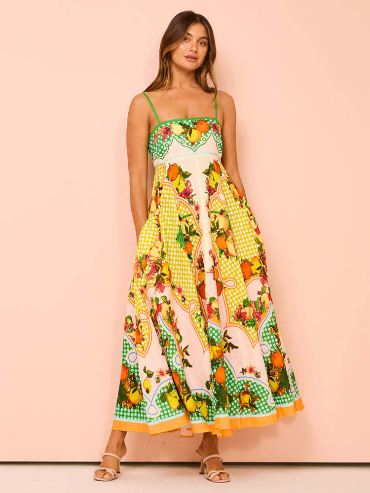 Floral Printed Fit and Flare Maxi Dress